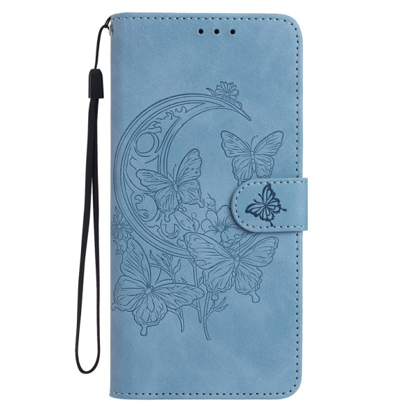 Кожен калъф тип портмоне с цветя и пеперуди за Xiaomi Redmi Note 14 5G - син Кожен калъф тип портмоне с цветя и пеперуди за Xiaomi Redmi Note 14 5G - син