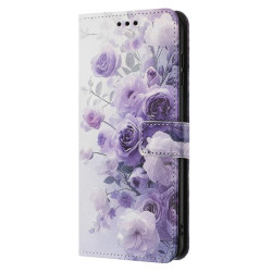 Калъф тип портмоне за Xiaomi Redmi Note 14 5G - лилави рози
