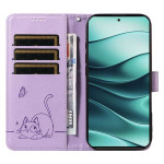 Кожен калъф тип портмоне с котка за Xiaomi Redmi Note 14 5G - лилав - 3 Кожен калъф тип портмоне с котка за Xiaomi Redmi Note 14 5G - лилав - 3