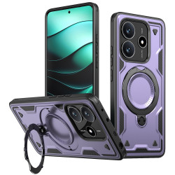 Хибриден гръб с кръгла метална стойка за Xiaomi Redmi Note 14 5G - лилав