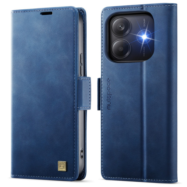 Кожен калъф страничен flip марка AUTSPACE за Xiaomi Redmi Note 14 5G – тъмно син Кожен калъф страничен flip марка AUTSPACE за Xiaomi Redmi Note 14 5G – тъмно син