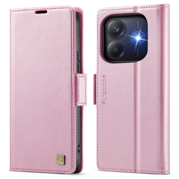 Кожен калъф страничен flip марка AUTSPACE за Xiaomi Redmi Note 14 5G – светло розов Кожен калъф страничен flip марка AUTSPACE за Xiaomi Redmi Note 14 5G – светло розов