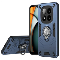 Хибриден гръб с кръгла стойка за камера за Xiaomi Redmi Note 14 Pro+ 5G - тъмно син