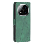 Кожен калъф тип портмоне марка BINFEN COLOR за Xiaomi Redmi Note 14 Pro 5G/14 Pro+ 5G - зелен със сив триъгълник - 2 Кожен калъф тип портмоне марка BINFEN COLOR за Xiaomi Redmi Note 14 Pro 5G/14 Pro+ 5G - зелен със сив триъгълник - 2