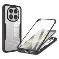 Цялостен гръб от силикон и пластмаса за Xiaomi Redmi Note 14 Pro 5G/14 Pro+ 5G - прозрачен с черна рамка