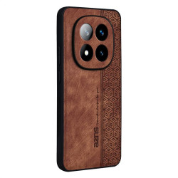Силиконов гръб с покритие от кожа марка AZNS за Xiaomi Redmi Note 14 Pro+ 5G - кафяв