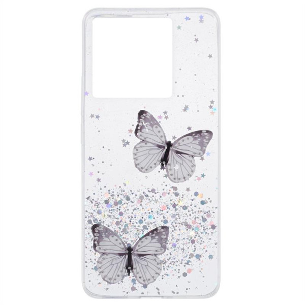 Силиконов гръб за Xiaomi 13T/13T Pro - бели пеперуди