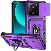 Хибриден гръб със стойка и слайдер за камера за Xiaomi 13T/13T Pro - лилав