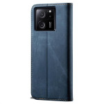 Калъф страничен флип от кожа и текстил за Xiaomi 13T/13T Pro - тъмно син - 1 Калъф страничен флип от кожа и текстил за Xiaomi 13T/13T Pro - тъмно син - 1