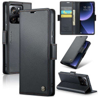 Кожен калъф страничен flip марка CASEME за Xiaomi 13T/13T Pro – черен