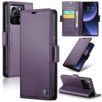 Кожен калъф страничен flip марка CASEME за Xiaomi 13T/13T Pro – лилав