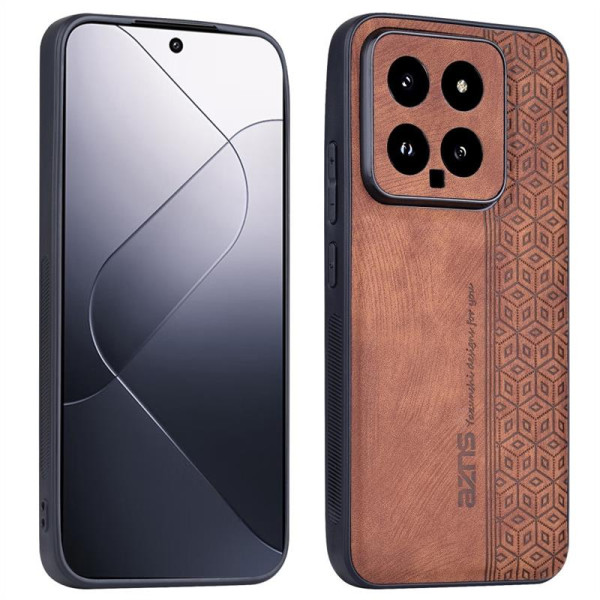 Силиконов гръб с покритие от кожа марка AZNS за Xiaomi 14 5G - кафяв