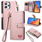 Кожен калъф тип портмоне с цип за Xiaomi Redmi 12 5G - розов Кожен калъф тип портмоне с цип за Xiaomi Redmi 12 5G - розов