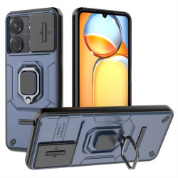 Хибриден гръб със стойка и слайдър за камера за Xiaomi Redmi 13C - тъмно син