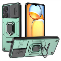 Хибриден гръб със стойка и слайдър за камера за Xiaomi Redmi 13C - зелен
