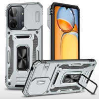 Хибриден гръб със стойка и слайдър за камера за Xiaomi Redmi 13C - сив