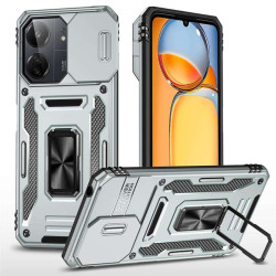 Хибриден гръб със стойка и слайдър за камера за Xiaomi Redmi 13C - сив