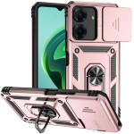 Хибриден гръб със стойка и слайдър за камера за Xiaomi Redmi 13C - розов