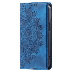 Кожен калъф тип портмоне с мандала за Xiaomi Redmi Note 13 5G - тъмно син