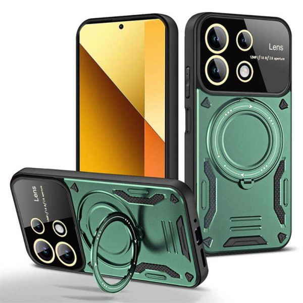Силиконов гръб със стойка тип пръстен за Xiaomi Redmi Note 13 5G - зелен