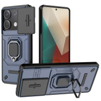 Хибриден гръб със стойка и слайдър за камера за Xiaomi Redmi Note 13 5G - тъмно син
