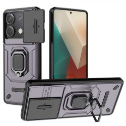 Хибриден гръб със стойка и слайдър за камера за Xiaomi Redmi Note 13 5G - тъмно лилав