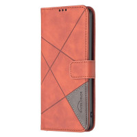 Кожен калъф тип портмоне марка BINFEN COLOR за Xiaomi Redmi Note 13 5G - кафяв със сив триъгълник