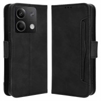 Кожен калъф тип портмоне с магнитна закопчалка за Xiaomi Redmi Note 13 5G - черен