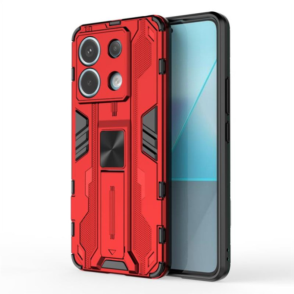 Хибриден гръб със стойка за Xiaomi Redmi Note 13 Pro 5G - червен