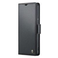 Кожен калъф страничен flip марка CASEME за Xiaomi Redmi Note 13 Pro 5G &ndash; черен