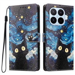 Калъф страничен флип за Xiaomi 17T - черна котка