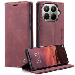 Калъф страничен flip марка CASEME за Xiaomi 17T – винено червен