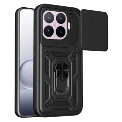 Хибриден гръб със стойка и слайдър за камера за Xiaomi 17T Pro - черен