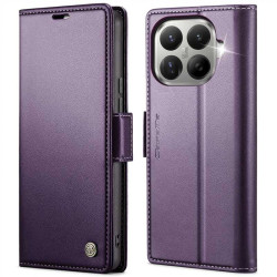 Кожен калъф страничен flip марка CASEME за Xiaomi 17T Pro – лилав