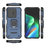Хибриден гръб със стойка и слайдър за камера за Xiaomi Redmi 17 4G/5G - тъмно син - 0