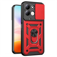 Хибриден гръб със стойка и слайдър за камера за Xiaomi Redmi 17 4G/5G - червен