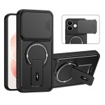 Хибриден гръб с кръгла метална стойка MAGSAFE и слайдър за камера за Xiaomi Redmi Note 17 4G/5G - черен