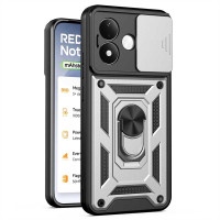 Хибриден гръб със стойка и слайдър за камера за Xiaomi Redmi Note 17 4G/5G - бял