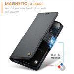 Калъф страничен flip марка CASEME за iPhone 17 – черен - 0
