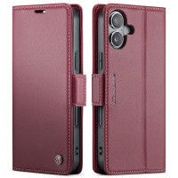 Калъф страничен flip марка CASEME за iPhone 17 – винено червен