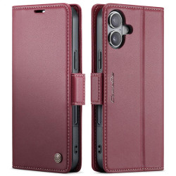 Калъф страничен flip марка CASEME за iPhone 17 – винено червен