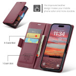 Калъф страничен flip марка CASEME за iPhone 17 – винено червен - 1 Калъф страничен flip марка CASEME за iPhone 17 – винено червен - 1