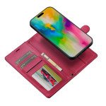 Кожен калъф тип портмоне марка LC.IMEEKE за iPhone 17 - малинов - 1 Кожен калъф тип портмоне марка LC.IMEEKE за iPhone 17 - малинов - 1