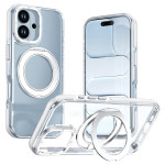 Хибриден гръб с кръгла метална стойка MAGSAFE за iPhone 17 - бял