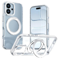 Хибриден гръб с кръгла метална стойка MAGSAFE за iPhone 17 - бял