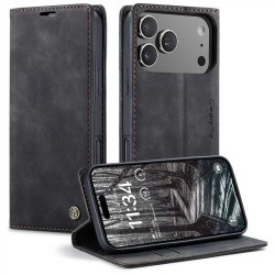 Калъф страничен flip марка CASEME за iPhone 17 Pro – черен