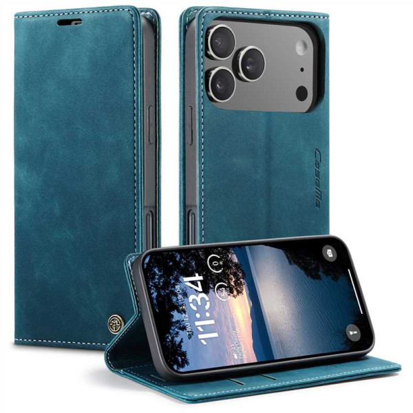 Калъф страничен flip марка CASEME за iPhone 17 Pro – тюркоазен Калъф страничен flip марка CASEME за iPhone 17 Pro – тюркоазен