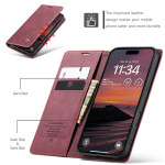 Калъф страничен flip марка CASEME за iPhone 17 Pro – винено червен - 3 Калъф страничен flip марка CASEME за iPhone 17 Pro – винено червен - 3
