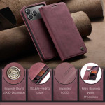 Калъф страничен flip марка CASEME за iPhone 17 Pro – винено червен - 0 Калъф страничен flip марка CASEME за iPhone 17 Pro – винено червен - 0