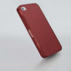 Полупрозрачен пластмасов калъф за iPhone 4/4s - червен